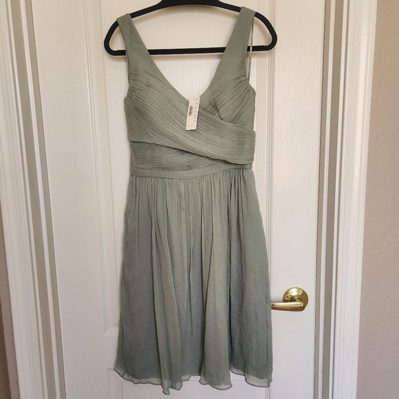 NWT J. Crew Silk Chiffon Heidi Dress Dusty Shale size 0 - Picture 1 of 7